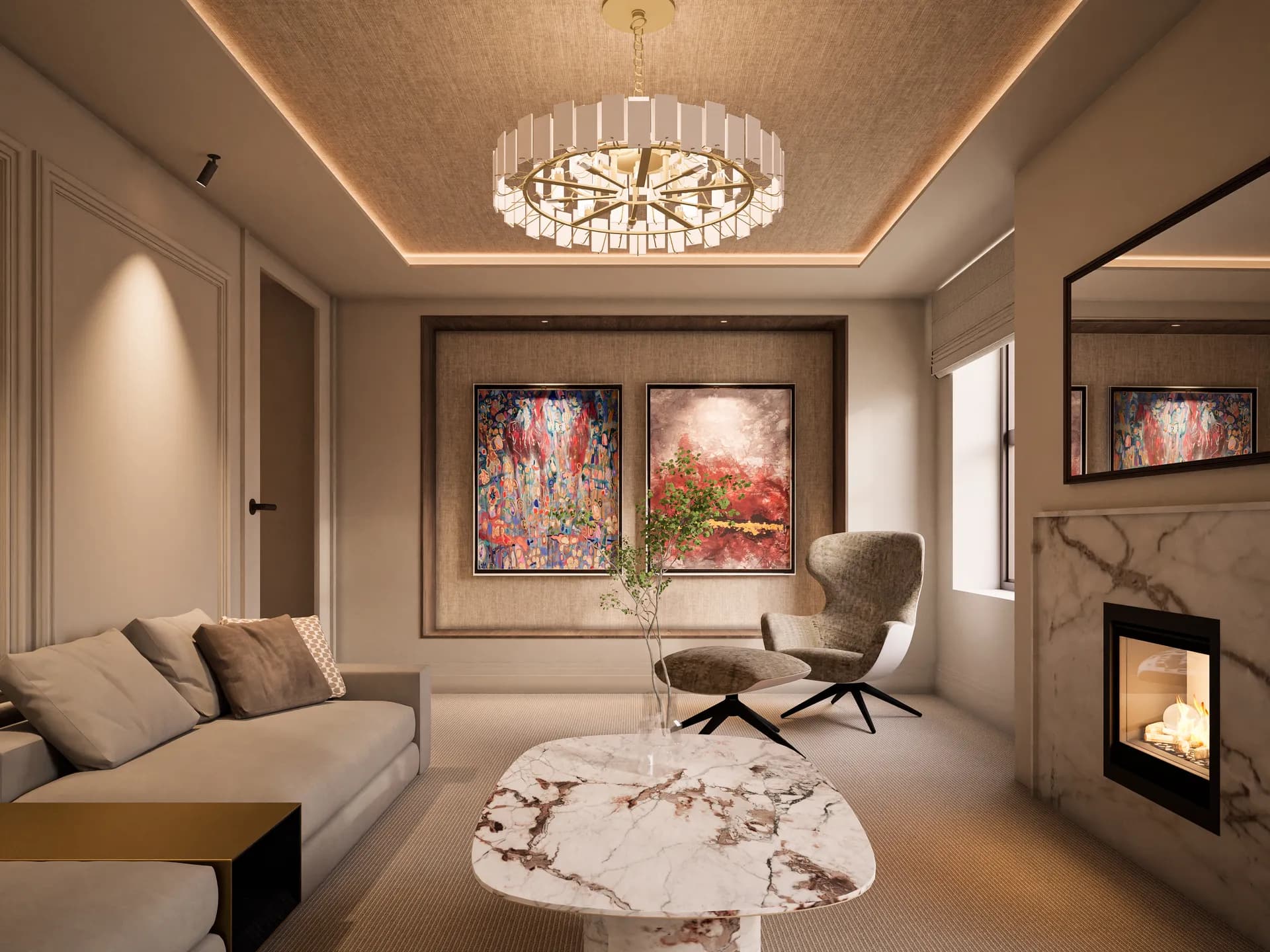 Elmtree Manor, Askwith, principal reception room, manor house interior design Yorkshire