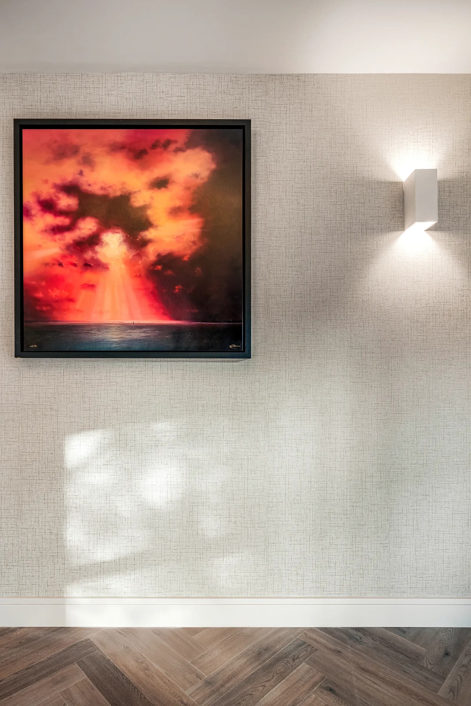 The Grove, framed artwork and wall light, Ilkley interior design